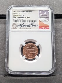 2010-D Lincoln Union Shield Cent - NGC GEM UNC *First Year Shield Reverse* w/ Designer Signature