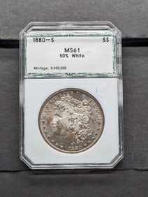 1880-S Morgan Silver Dollar - PCI Cert. MS61