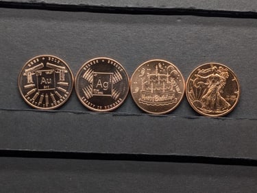 1 Oz. Each .999 FINE COPPER Various Designed Rounds (4 PCS)
