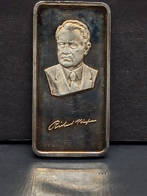 1 Oz. .999 FINE SILVER Richard M. Nixon Designed Art Bar