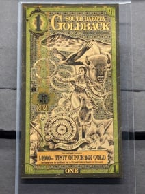 1/1000th Troy Oz. 24k PURE GOLD 2024 $1.00 South Dakota Goldback