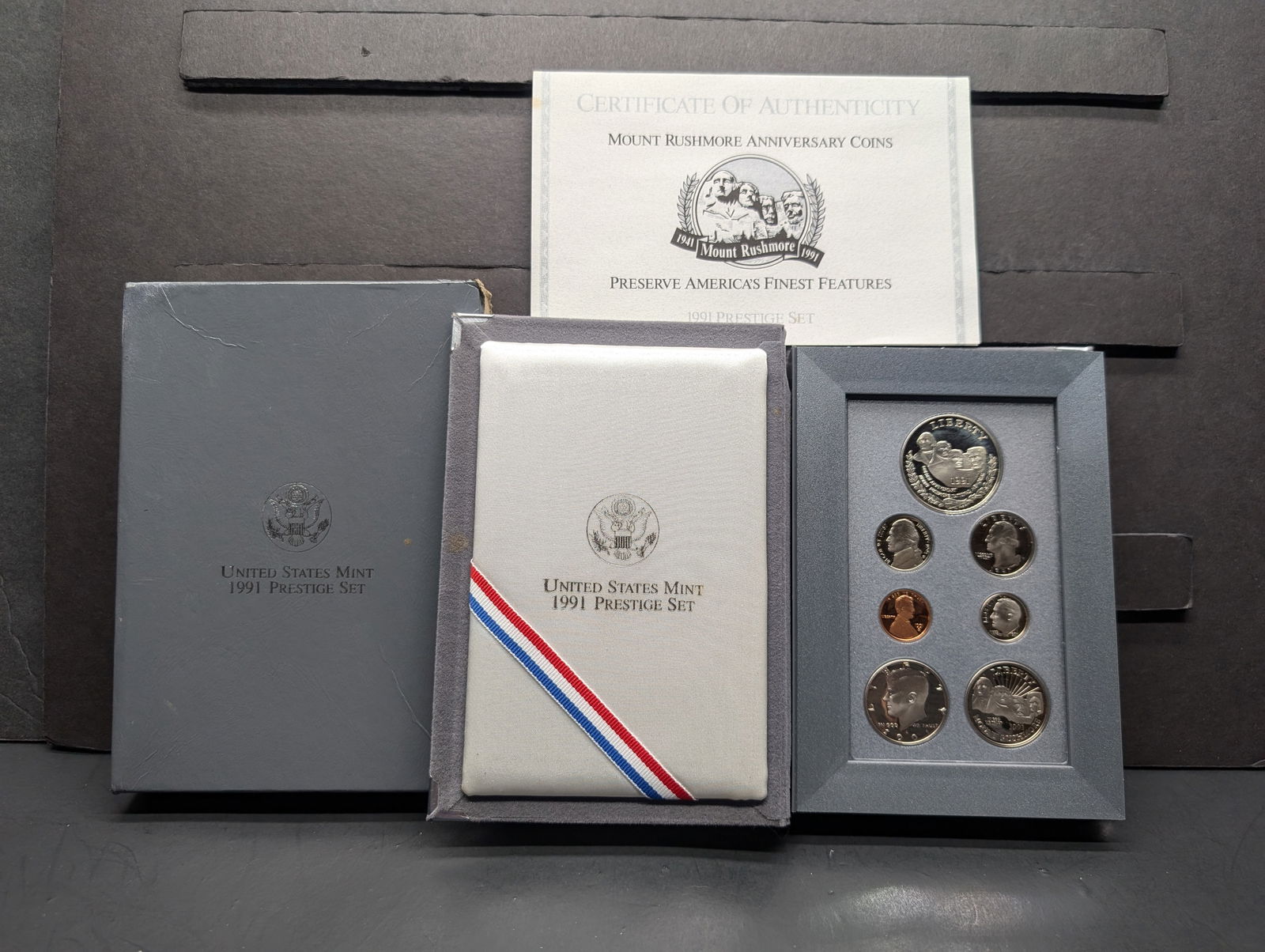 1991-S U.S. Mint Prestige Set in OGP w/ COA - Mount Rushmore Anniv. (Has Box Damage) (1 of 6)