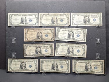 (2) 1935-A, (2) 35-D, (2) 35-E, (4) 35-G Series $1.00 Silver Certificates
