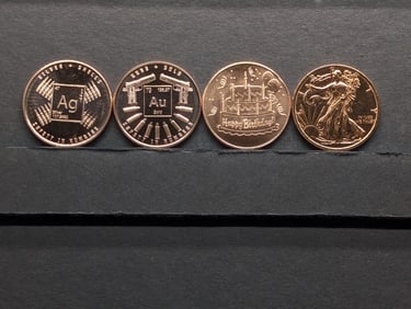 1 Oz. Each .999 FINE COPPER Various Designed Rounds (4 PCS)