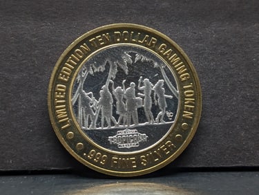Limited Edition .999 FINE SILVER Center Tropicana Casino $10 Gaming Token in Capsule