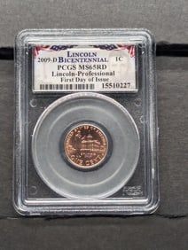 2009-D Lincoln Professional Cent - PCGS MS65 RD *First Day of Issue*