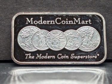 1 Oz. .999 FINE SILVER Modern Coin Mart Designed Art Bar