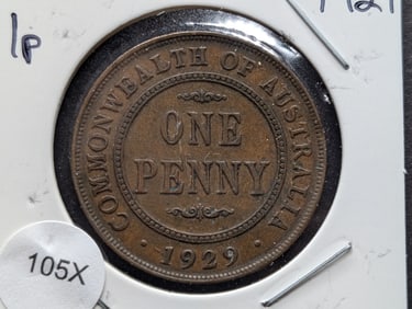 1929 Australia One Penny Coin