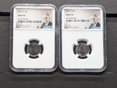 2022-P&D Roosevelt Dime - NGC MS67 FT (2 PCS)