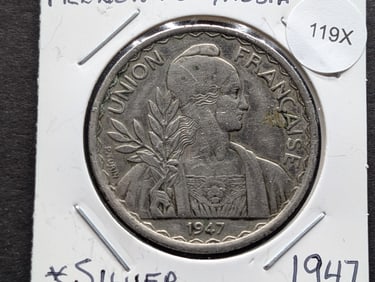 1947 French Indochina One Piastre C/N