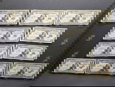 (2) 1935-A, (1) 35-D, (4) 35-E, (1) 35-F, (2) -35G Series $1.00 Silver Certificates