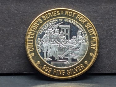 Limited Edition .999 FINE SILVER Center Taj Mahal Casino $10 Gaming Token in Capsule