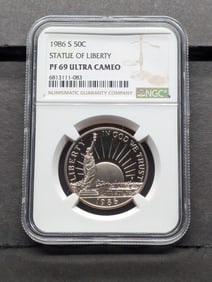 1986-S PROOF Statue of Liberty Half Dollar - NGC PF69 ULTRA CAMEO