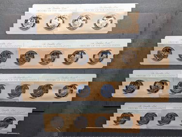 Large Grab Bag of Various History of the United States Bronze Commem Medals in Display Cards 20