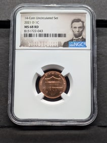 2021-D Lincoln Shield Cent - NGC MS68 RD