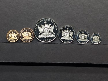 1975 Trinadad & Tobago One Dollar , 50 Cent, Quarter, Dime Nickel, Penny No Silver