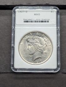 1927-D Peace Silver Dollar - NCG Cert. MS65 *Better Date* NOT NGC!