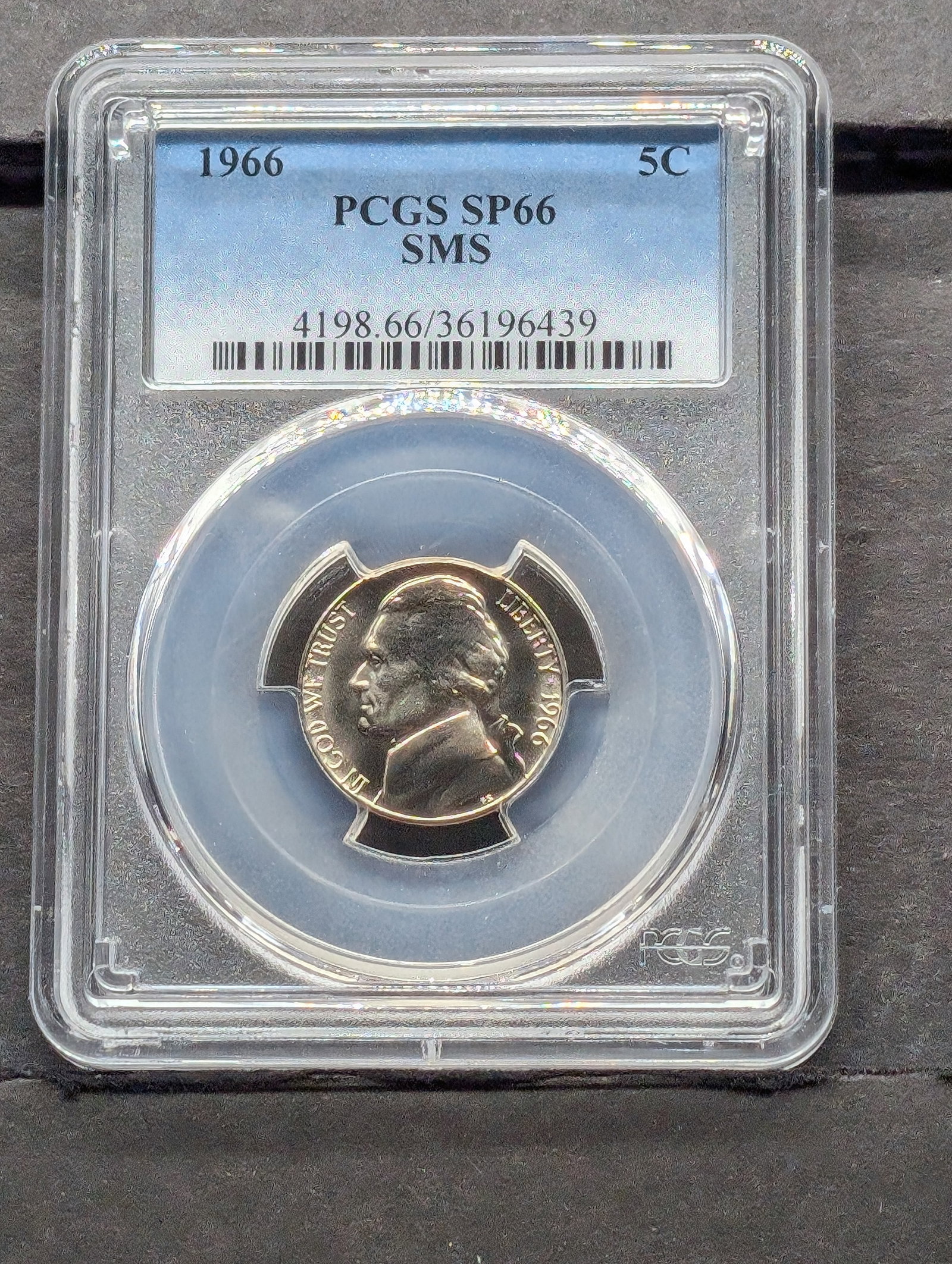 1966 SMS Jefferson Nickel - PCGS SP66: 1966 SMS Jefferson Nickel - PCGS SP66