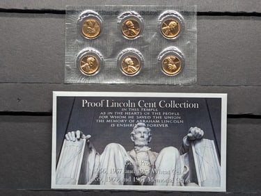 Last 3 Lincoln Wheat Cents & First 3 Lincoln Memorial Cents Collection in Gem Proof Condition