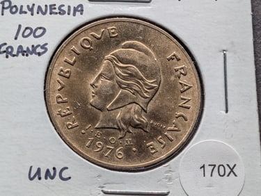 1976 French Polynesia 100 Francs UNC