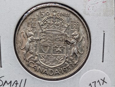 1953 Canada Half Dollar, Small Date 80% Silver