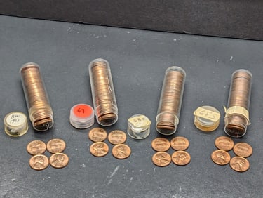 4 Rolls Lincoln Cents: 1965, 1967, 68-D, and 68-S. GEM Red.