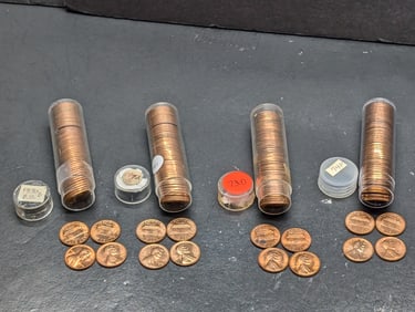 4 Rolls Lincoln Cents: 1970-D, 1972-S, 73-D, and 74. GEM Red.