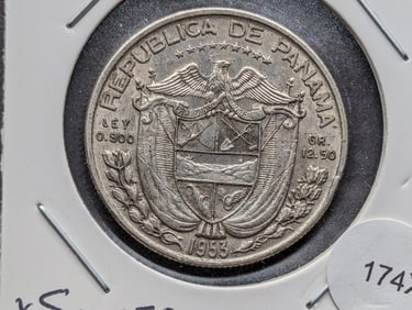 1953 Panama Balboa Silver Coin 90% Silver