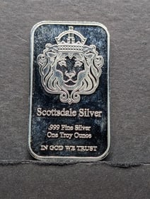 1 Oz. .999 FINE SILVER Scottsdale Mint Designed Art Bar