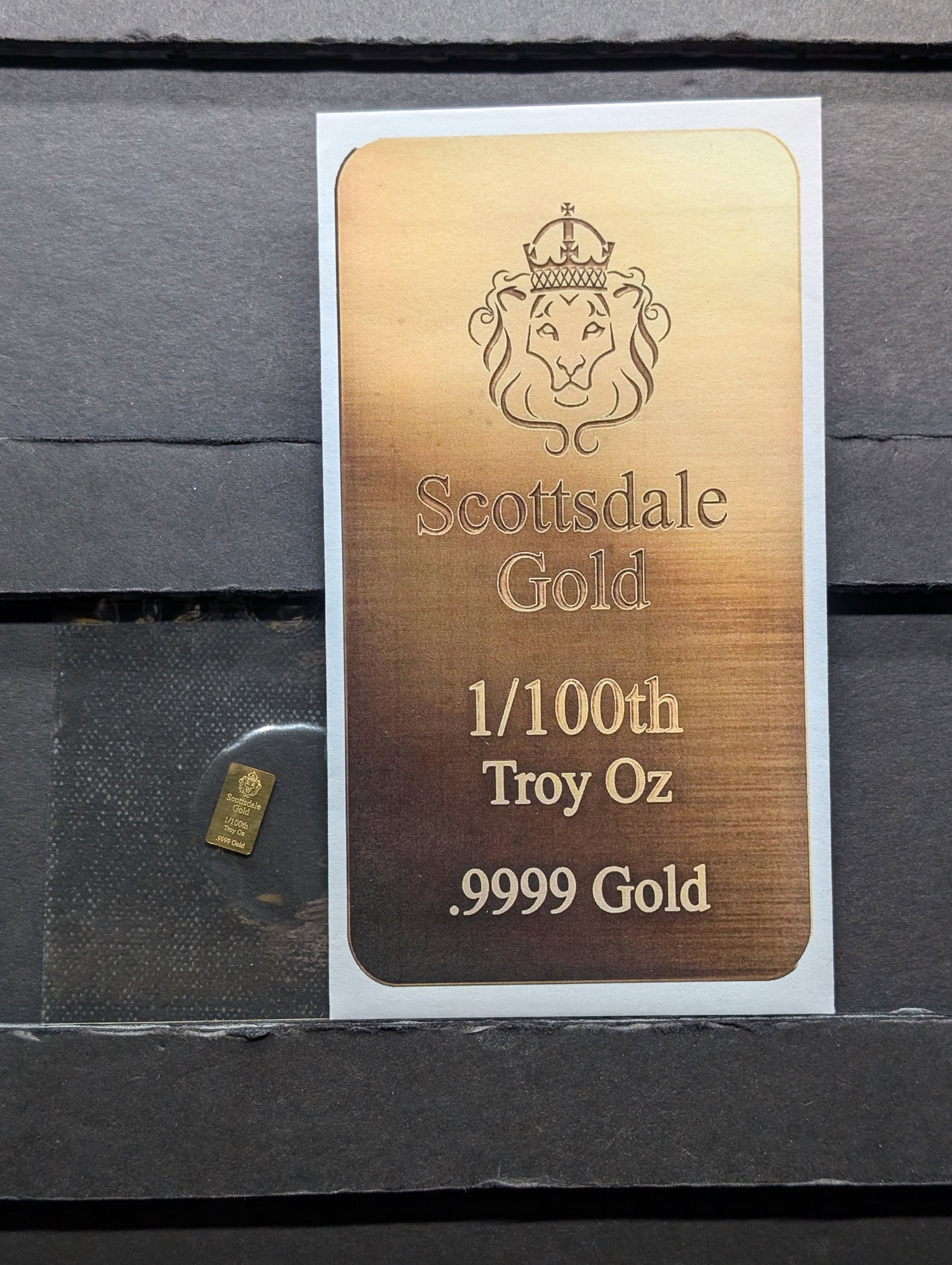 1/100th Troy Oz. .9999 PURE GOLD Scottsdale Mint Designed Miniature Art Bar: 1/100th Troy Oz. .9999 PURE GOLD Scottsdale Mint Designed Miniature Art Bar