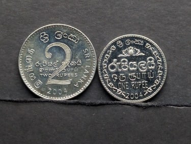 (2) 2004 Sri Lanka Coins One Rupee and 2 Rupee C/N