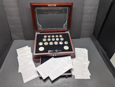 America's Favorite Coins Collection in Nice Wooden Display Box - Includes Info Cards for Each Coin