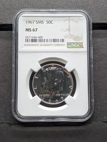 1967 SMS Kennedy Silver Half Dollar - NGC MS67