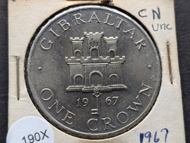 1967 Gibraltar One Crown UNC CN