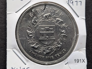 1977 Gibraltar 25 Pence UNC C/N