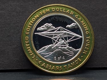 Limited Edition .999 FINE SILVER Center Caesars Tahoe Casino $10 Gaming Token in Capsule