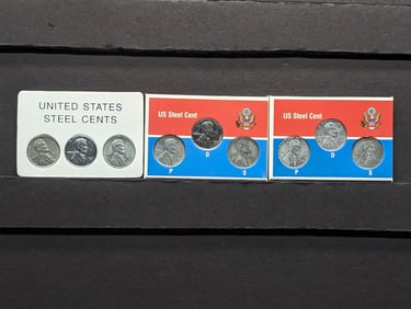 3 sets of US 1943-P/D/S Lincoln Cents.