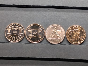 1 Oz. Each .999 FINE COPPER Various Designed Rounds (4 PCS)
