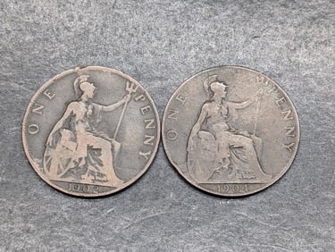 1902 & 1904 Great Britain Large Cents
