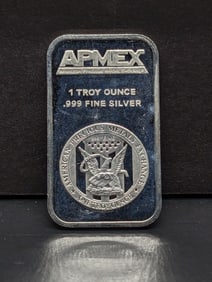 1 Oz. .999 FINE SILVER Apmex Designed Art Bar