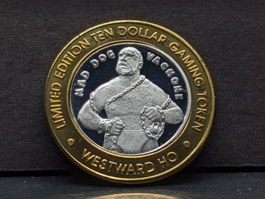 Limited Edition .999 FINE SILVER Center Westward-Ho Casino $10 Gaming Token in Capsule