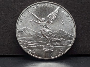1 Oz. .999 PURE SILVER 2012 Mexico Libertad Designed Round