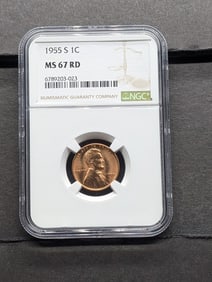 1955-S Lincoln Wheat Cent - NGC MS67 RD