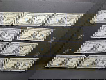 (1) 1935-E, (4) 1957, (2) 57-A, (3) 57-B Series $1.00 Silver Certificates