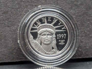 1/10th Oz. 1997-W $10.00 American .999 PLATINUM Eagle in Capsule