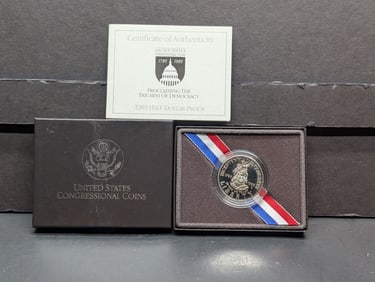 1989-S Clad PROOF Congressional Commem Half Dollar in OGP w/ COA Clad