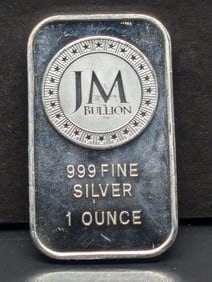 1 Oz. .999 FINE SILVER JM Bullion Designed Art Bar