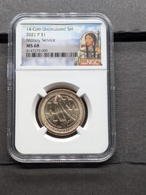 2021-P Sacagawea Military Service $1 Coin - NGC MS68