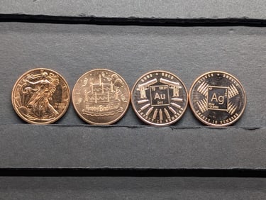 1 Oz. Each .999 FINE COPPER Various Designed Rounds (4 PCS)