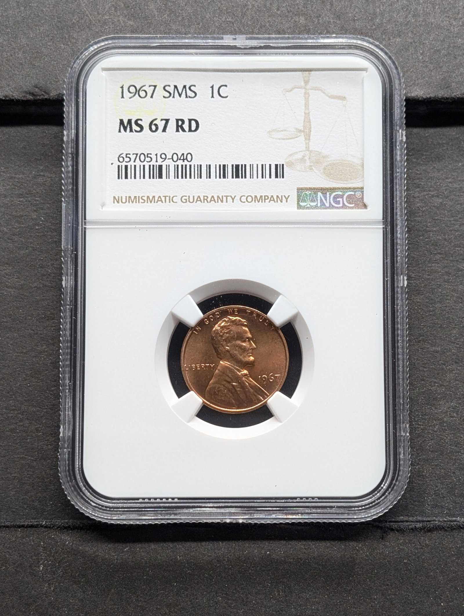 1967 SMS Lincoln Memorial Cent - NGC MS67 RD: 1967 SMS Lincoln Memorial Cent - NGC MS67 RD